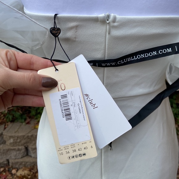 ASOS Club L London Organza Sleeve Jumpsuit in White Size US6 - Picture 8 of 9